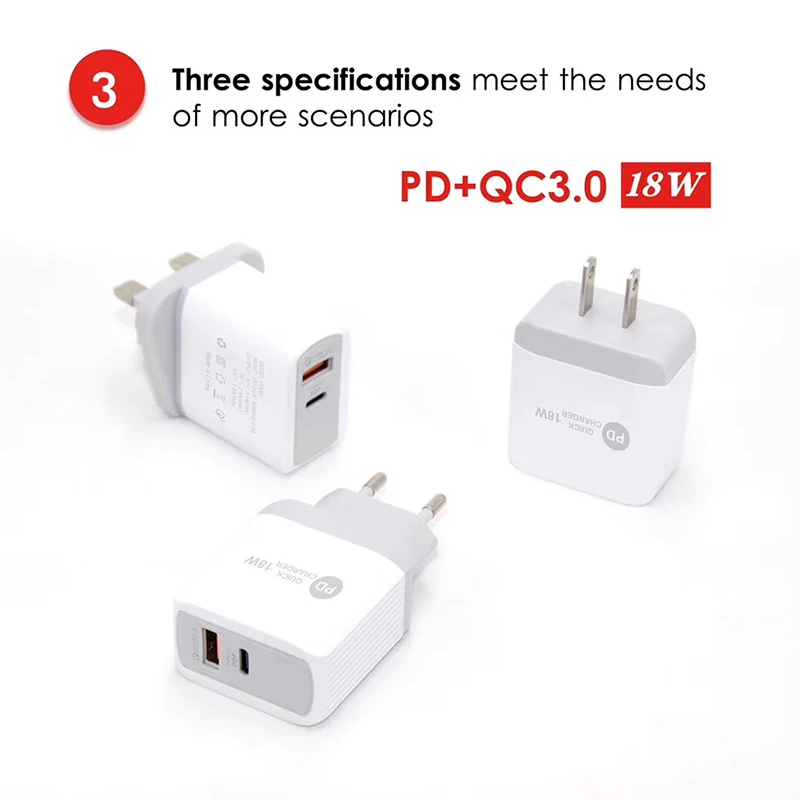 18 Вт быстрое зарядное устройство 4 0 PD 3 USB для телефона QC настенное iPhone 11 12 Xiaomi 9 10 9T