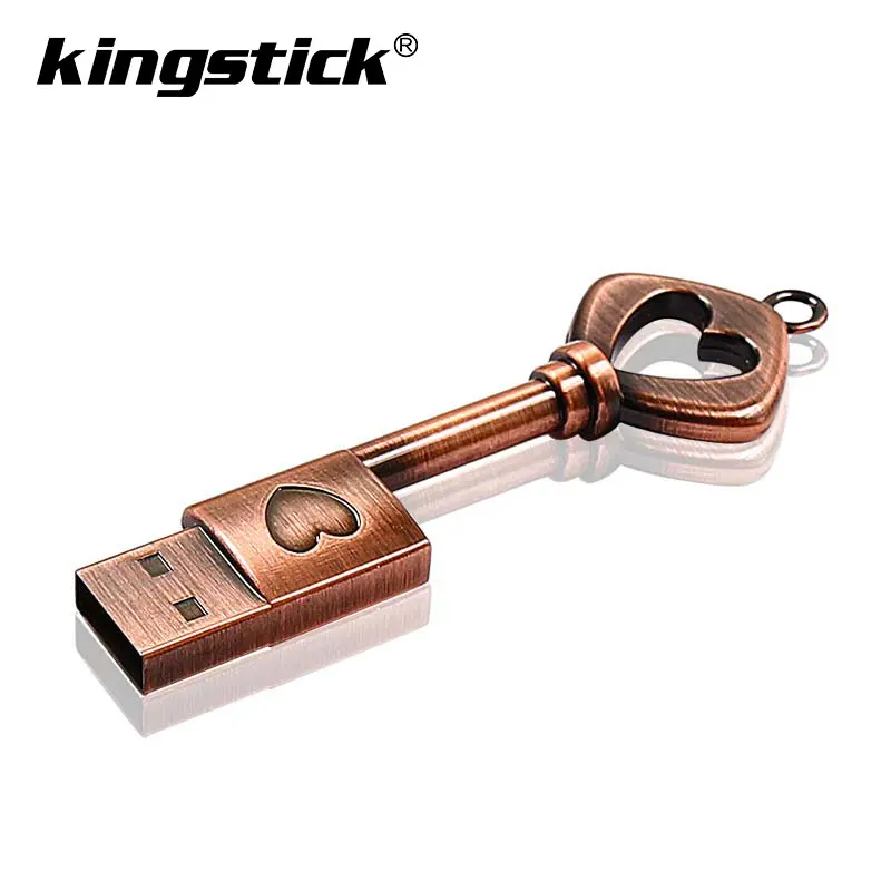 Металлический USB флеш накопитель в форме сердца U диск медный Love Key 4 ГБ 8 16 128 Мб