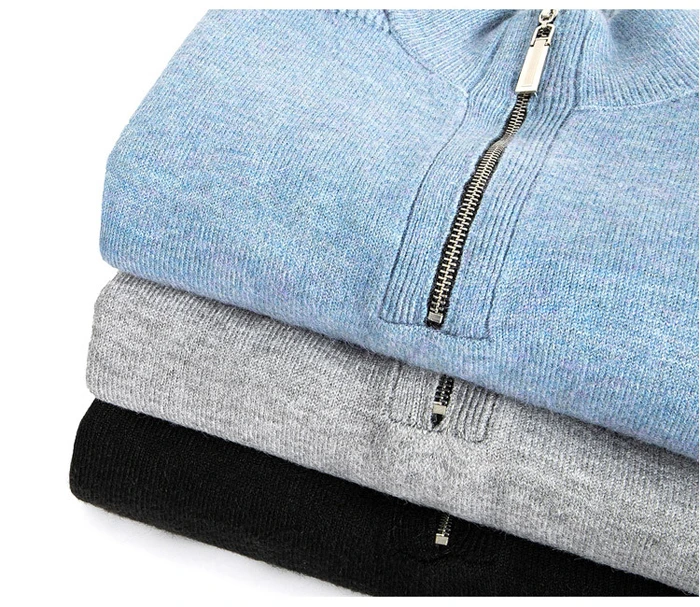 Зима мужской теплый шерстяной свитер бизнес мода Slim Fit Толстая водолазка свитер на молнии мужской бренд пуловер Одежда