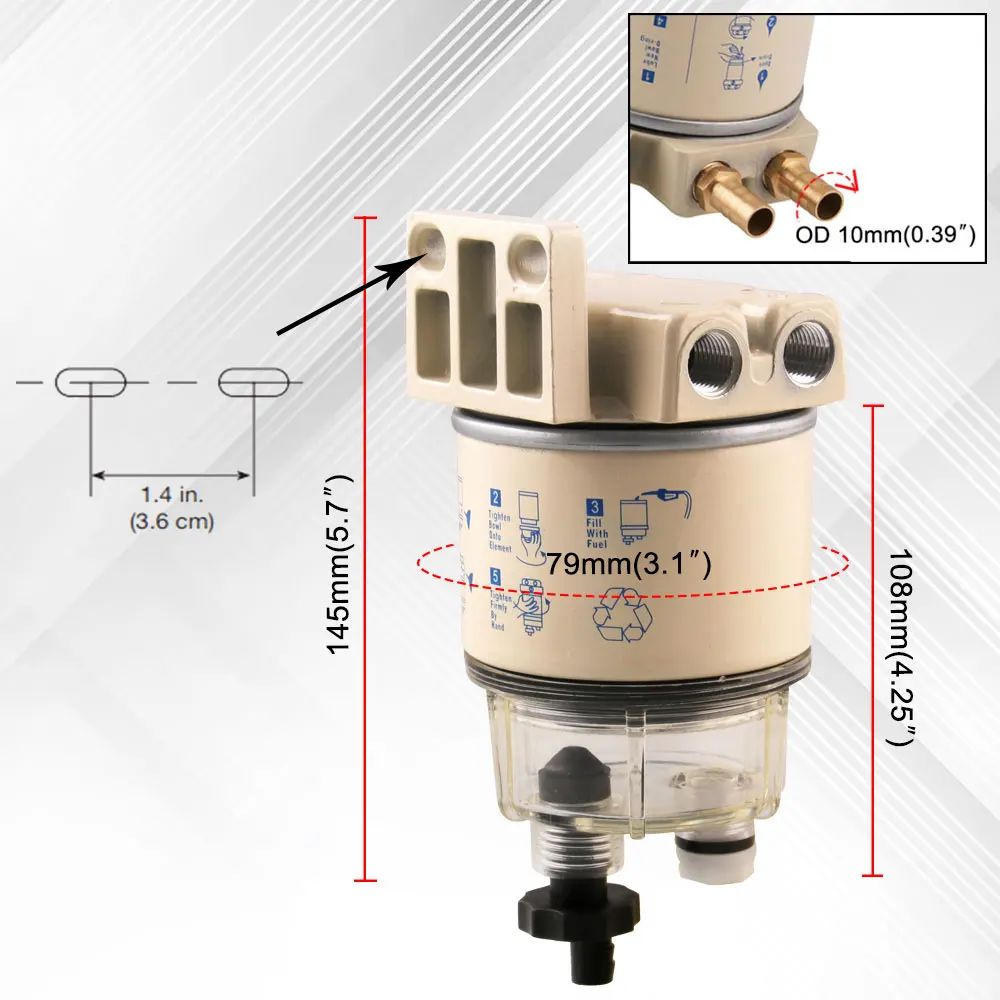 R12T топлива/воды сепаратор фильтр дизельный двигатель автозапчасти полный комбо