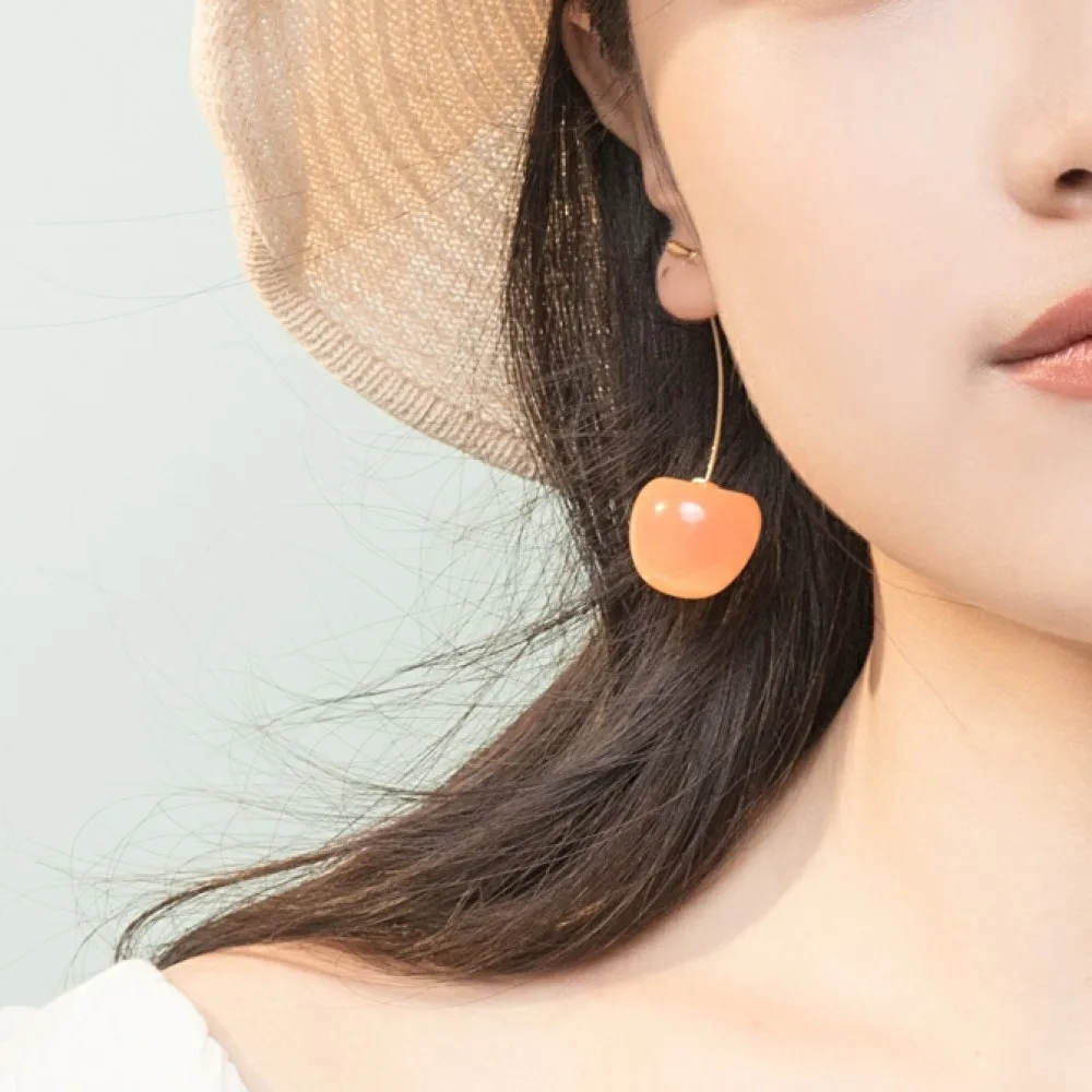 Элегантные японские висячие серьги в форме желтых вишневых фруктов для женщин