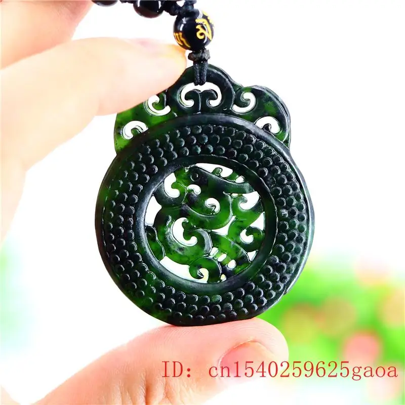 Нефритовое ожерелье с подвеской в виде надписи натуральное очарование черные и