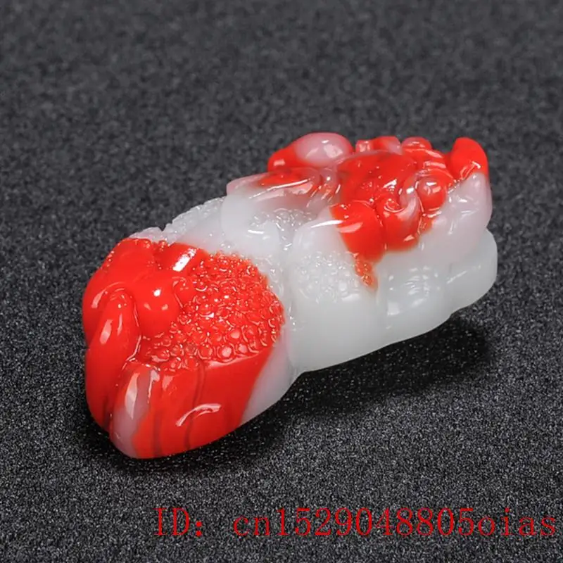 Кулон в виде тигра из Нефритового камня натуральный цвет китайский красно-белый