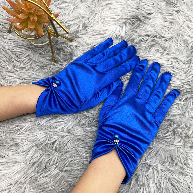 Перчатки атласные Короткие с пальцами для девушек 1 пара гладкие вечерние