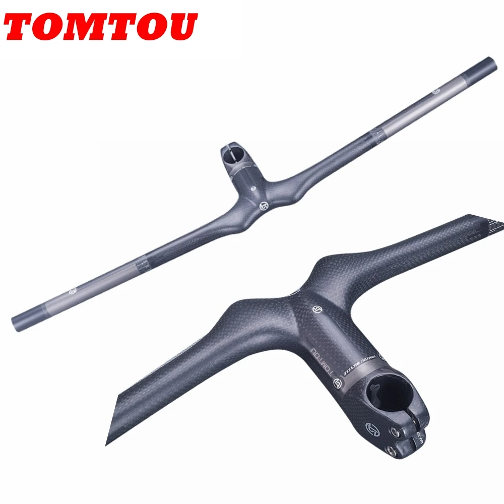 

TOMTOU Full Carbon Fibre Bicycle XXX Handlebar MTB Bike Integrated One shaped Handlebar Stem Cycling Mountain Parts