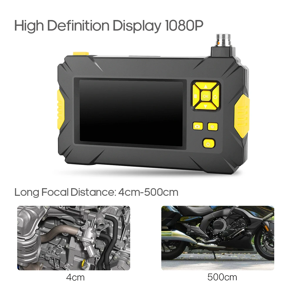 

Handheld Industrial Endoscope Borescope Inspection Camera IP67 Waterproof 3.9mm Lens Built-in 6pcs Adjustable LEDs 1080P Screen