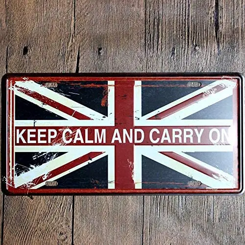 

Free Pintree Original Retro Design Keep Clam and Carry On Tin Metal Signs Wall Art | Thick Tinplate Print Poster Wall Decoration