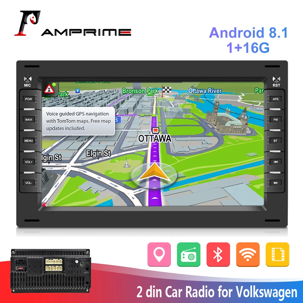 AMPrime 2Din автомобильный мультимедийный плеер Android 7 &quotавто радио GPS Wifi для