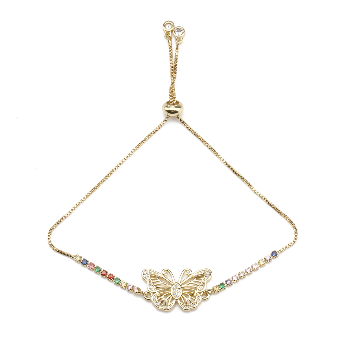 

Cubic Zirconia Gold-plated Butterfly Bracelet Female Insect Series Hand-woven Red String Lucky Gift Adjustable Elegant Jewelry