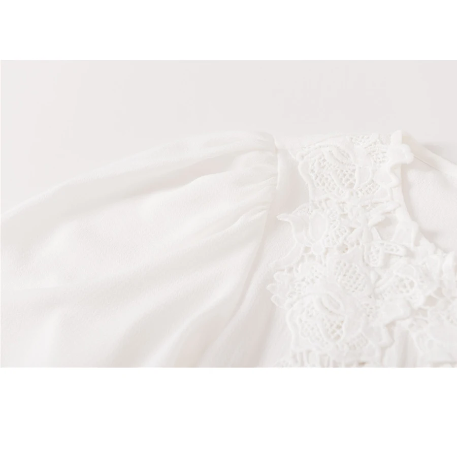 

2021 summer white chiffon short skirt hollow dress suit short sleeve shirt women summder shirt dress