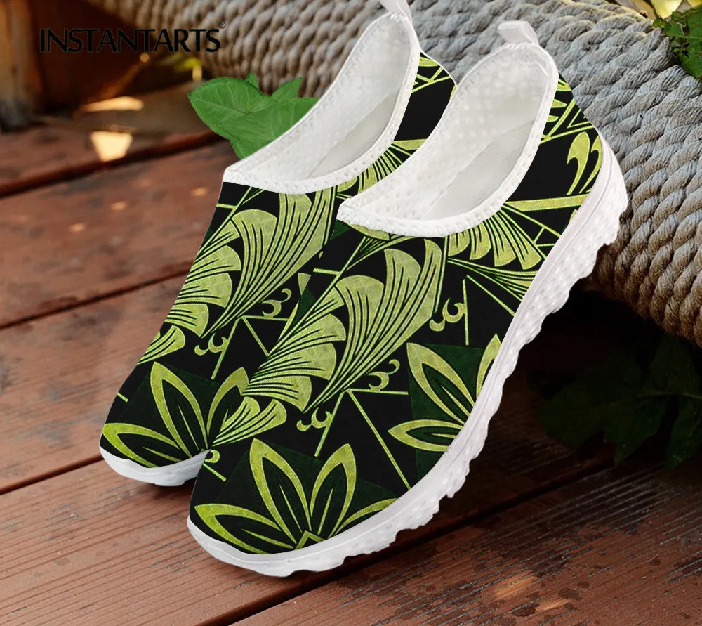 

Женские сетчатые кроссовки INSTANTARTS, Повседневная дышащая обувь на плоской подошве с цветочным принтом в гавайском стиле, светильник кие пляж...