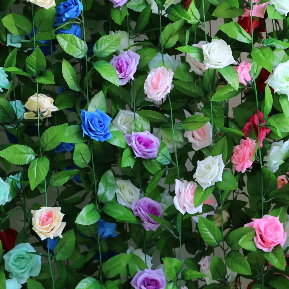 250CM/lot Ivy Vine DIY Artificial Rose Silk Flower Green Leaves Garland Photography Props Garden String Wedding Party Decor | Дом и сад