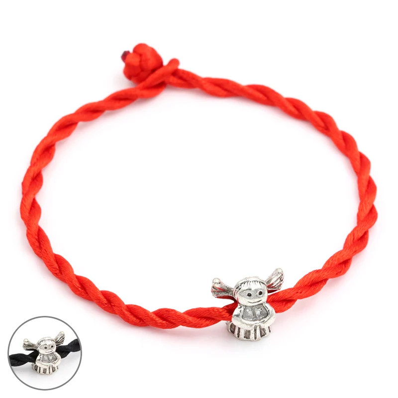 Черная нить браслет из бисера ручной работы DIY счастливый красный веревка улыбка