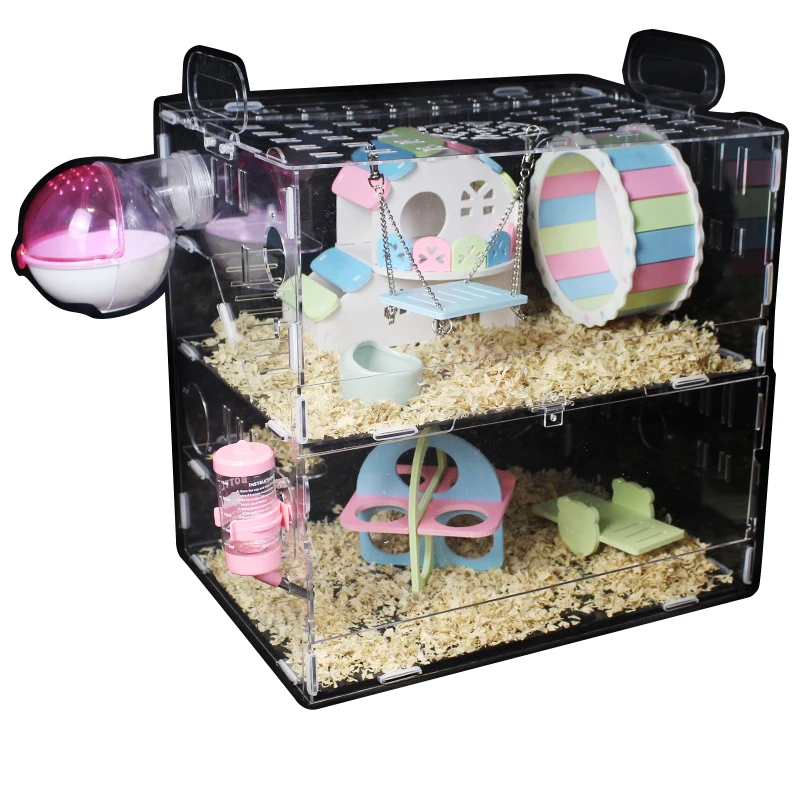 Прозрачная акриловая Клетка для хомяков супер вилла роскошный замок одиночное и