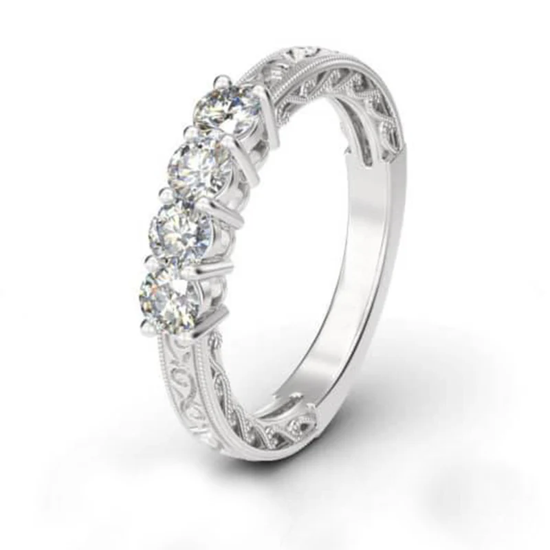 

round 3mm sterling silver 925 with cubic zirconia Engagement Wedding Ring size 7