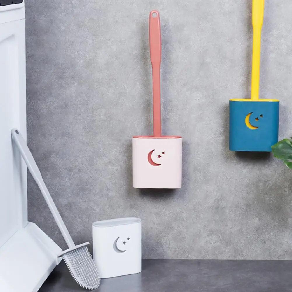 

Silicone Toilet Brush No Dead Ends Handle Toilet Cleaning Brush With Quick Drying Bracket Bathroom Gap Cleaning Accessories