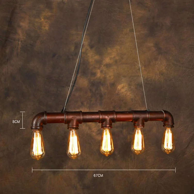 

Vintage Pendant Light American Industrial Edison Lamp Water Pipe Style E27*5pcs Art Luminaire Decoration Bar Restaurant Lighting