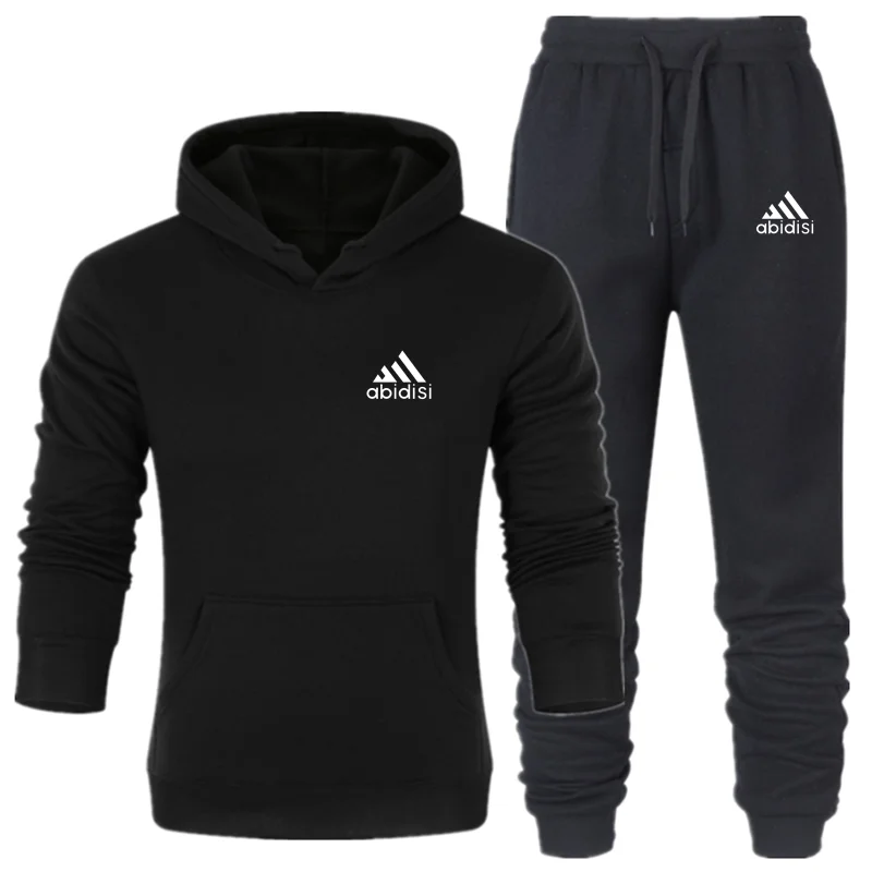 

2Pcs Men Sets Fashion Hoodies Pant Hoody Sweatshirts + Sweatpants Tracksuit Autumn Winter Jogging Sportswear Men's Casual Wear