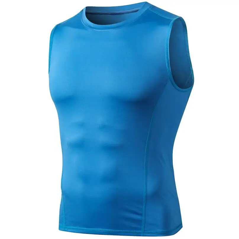 

Summer Mens Compression Quick Dry Tights Tank Tops Fitness Gym Sports T-Shirts Male Slimming Body Shaper Elastic Round Neck Vest