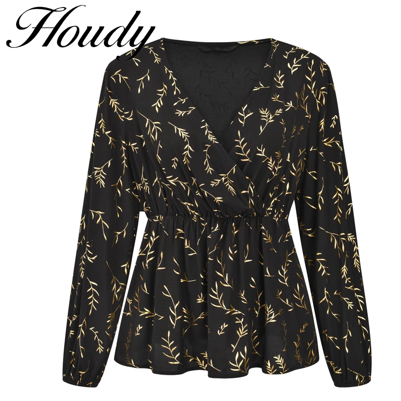 

2022 Summer Women's Deep V Neck Top Bohemian Jacquard Fashion Shirt Women's Long Sleeve Chic Shirt Sexy Polka Dot Shirt
