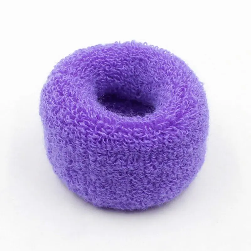 

1Pc Elastic Towel Hair Rope Women Girls Candy Solid Color Rubber Band Wide Thickened Plush Knitting Ponytail Holder Random Color