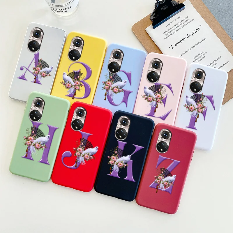 

Милый чехол для телефона с надписью для Huawei Honor 50, мягкий силиконовый чехол-накладка конфетных цветов для Honor 50SE 50Pro, чехол