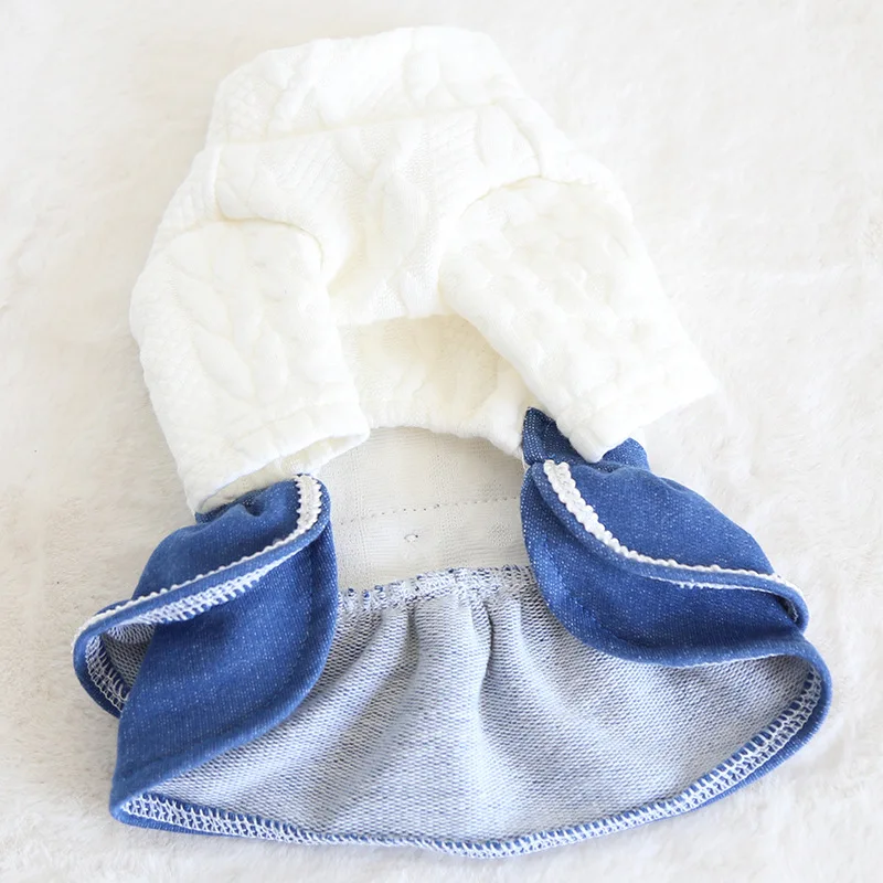 Толстые толстовки для собак пальто рубашка зимняя хлопковая Джинсовая белая