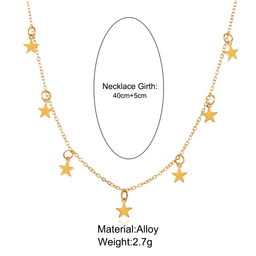 Вечерние ское ожерелье с кулоном в виде звезды золотого цвета|Ожерелья