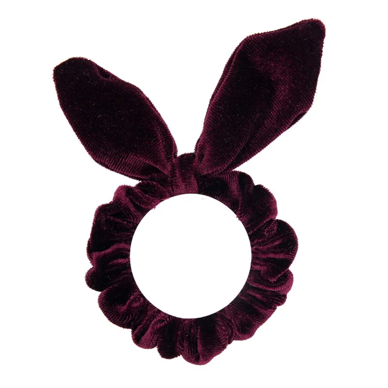 Rabbit dark red 1 шт. Элегантные Бархатные резинки чистого цвета для женщин и девочек базовые эластичные резинки для волос хвост зажим для волос аксессуары - Цвет: Rabbit dark red