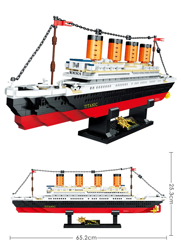 

Movie Yacht Classic Titanic Cruise Ship Model Movie Figures 3D Building Blocks Creator Transporter Boat Educational Toy Children