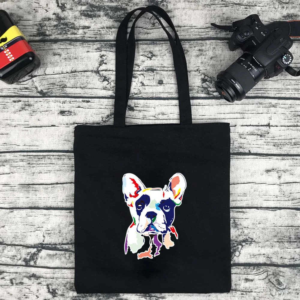 

Сумка для покупок универсальная с рисунком собаки Складная многоразовая тканевая сумка-шоппер в стиле Харадзюку Студенческая Холщовая Сум...