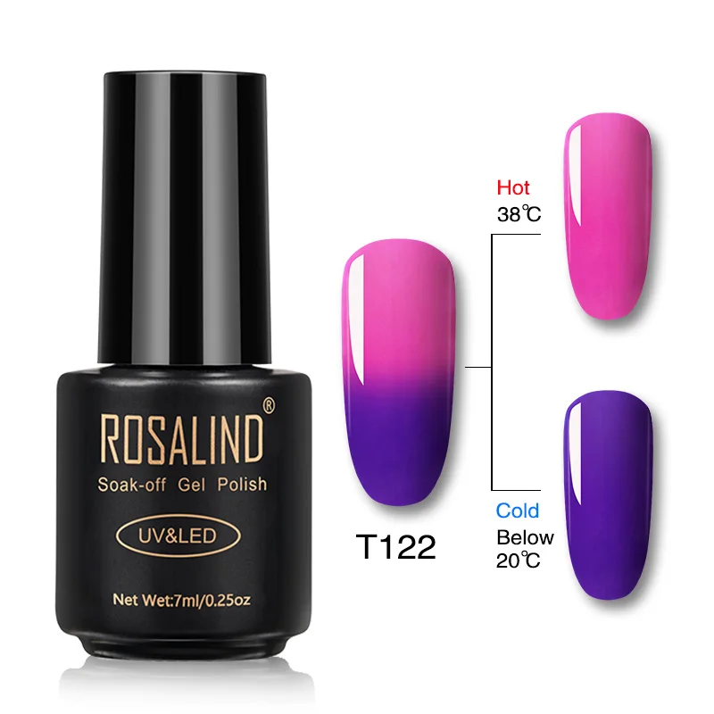 RAT122 ROSALIND гель 1S меняющий температуру лак для ногтей 7 мл замачиваемый Гель-лак для ногтей Полупостоянный УФ светодиодный лак для ногтей - Цвет: RAT122