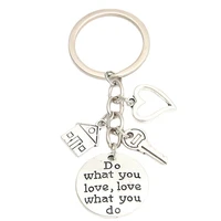 real estate agent key love key chain accessories english lettering alloy round keychain
