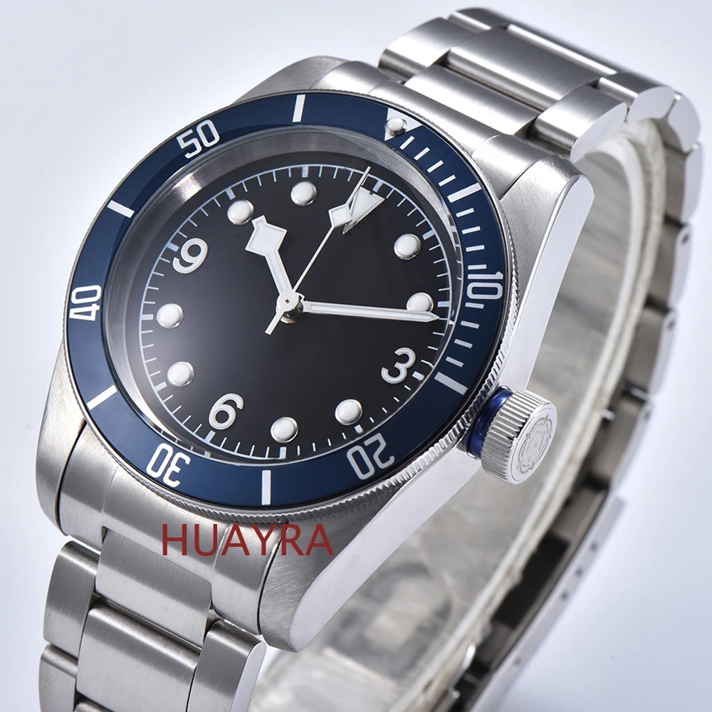 Автоматические Мужские механические часы алюминиевые синие Светящиеся в