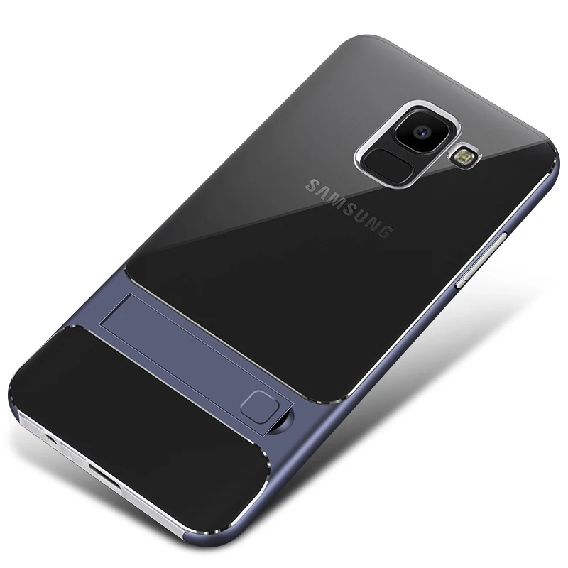 Crystal Navy Полное покрытие для samsung Galaxy J6/J6 Plus чехол Чехол 3D подставка TPU PC Гибридный 360 Защитный чехол на заднюю панель телефона J6+ J600 J6Plus - Цвет: Crystal Navy