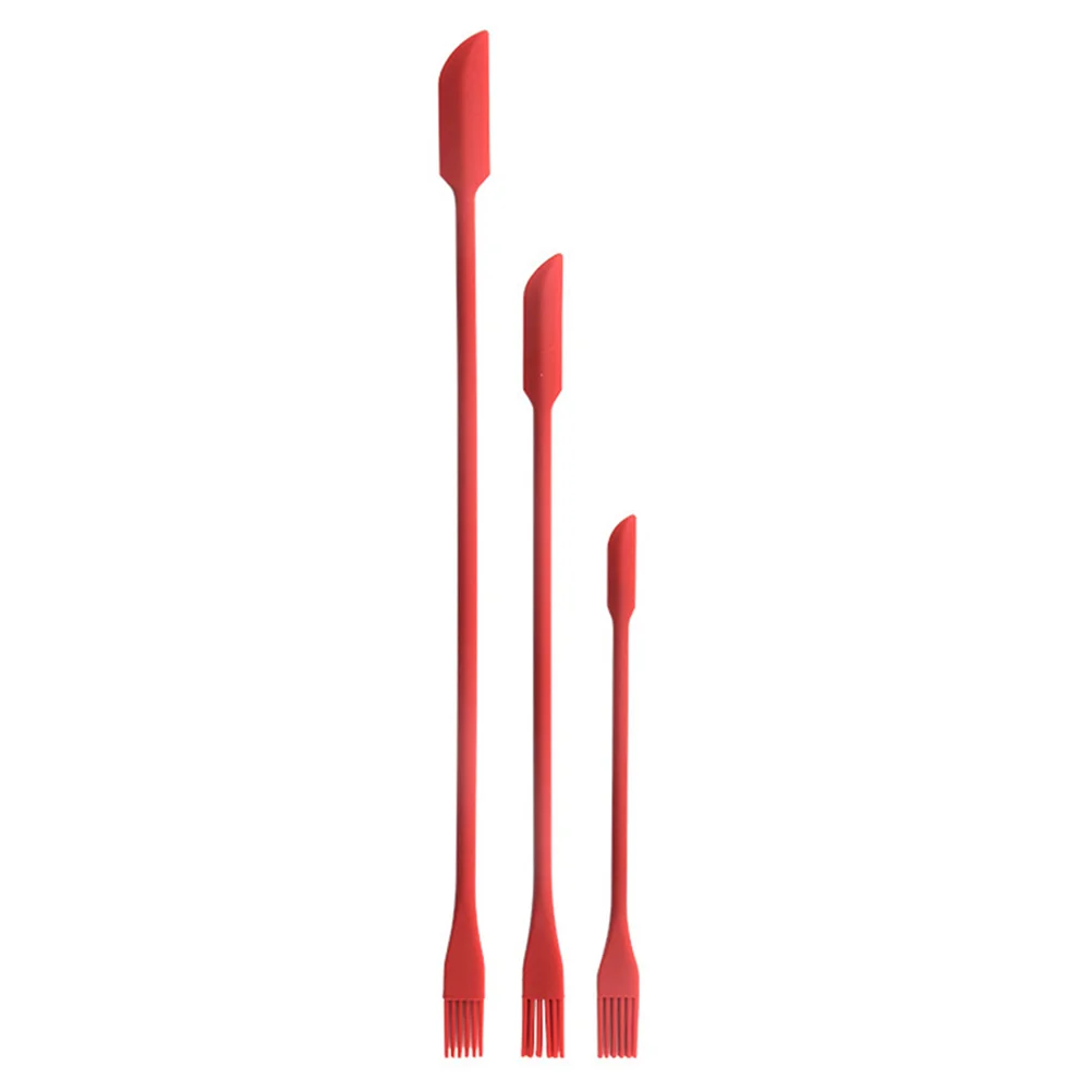 

3pcs Silicone Mini Spatulas Double Ended Scrapers Baking Supplies (Red)