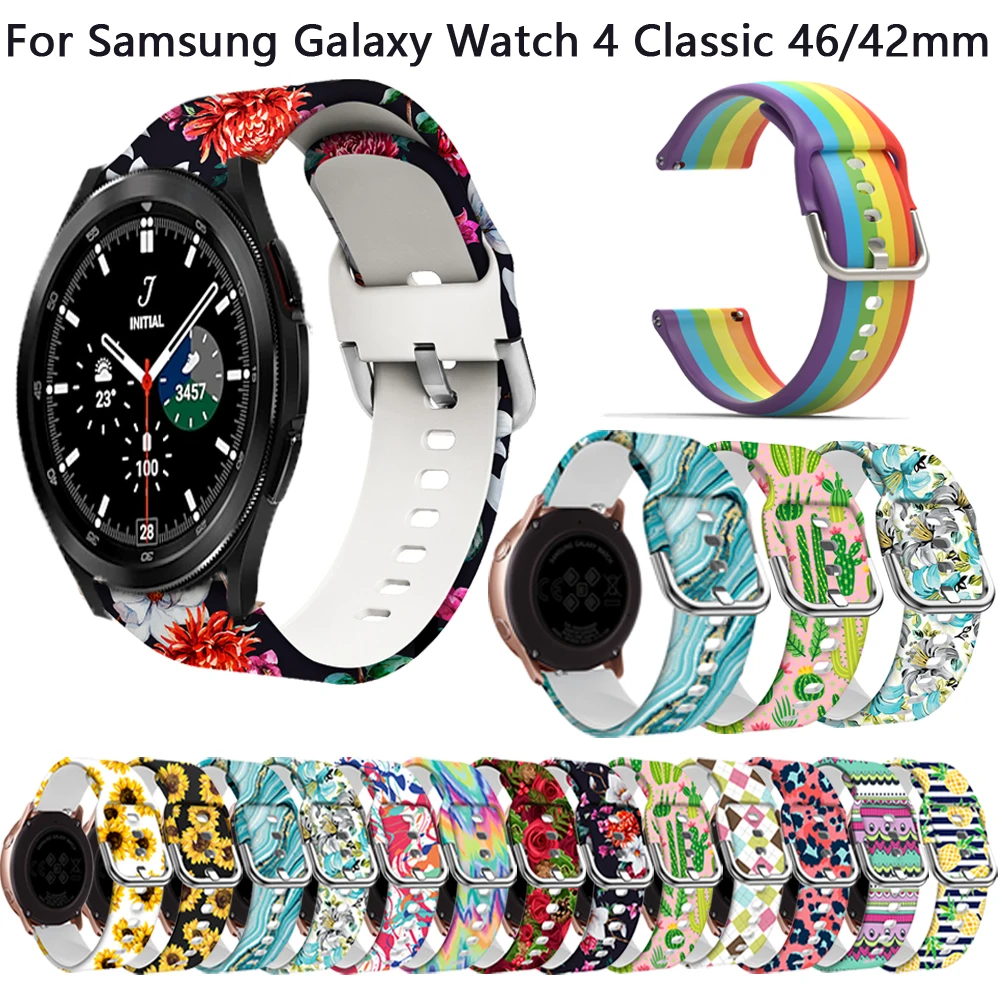 

Ремешок силиконовый 20 мм для Samsung Galaxy Watch 4 40 мм 44 мм, классический сменный Браслет для наручных часов 42 46 мм