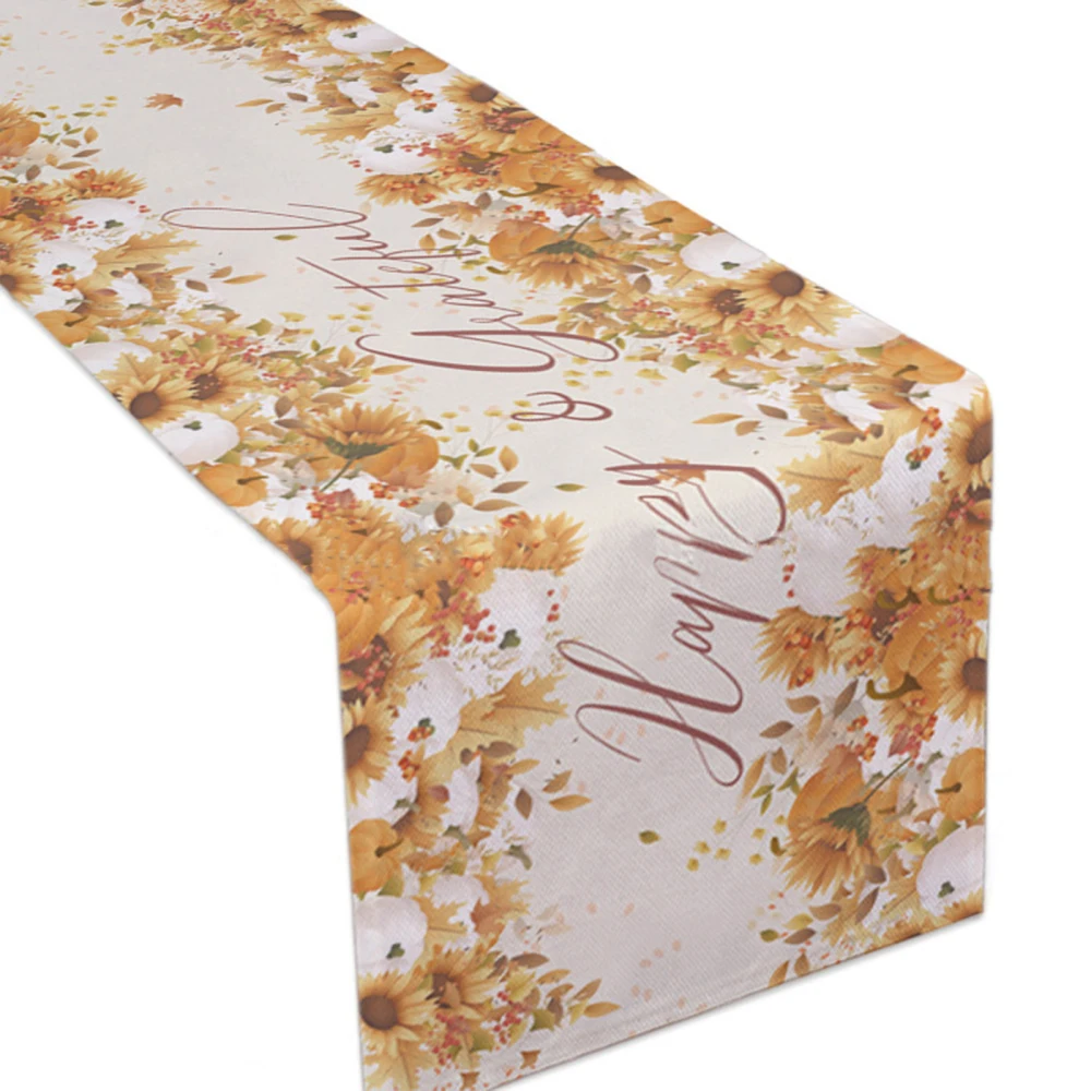 

Embroider Table Runner Tablecloth For Wedding Hotel Dinner Modern Linen Thanksgiving Harvest Pumpkin Home Decor