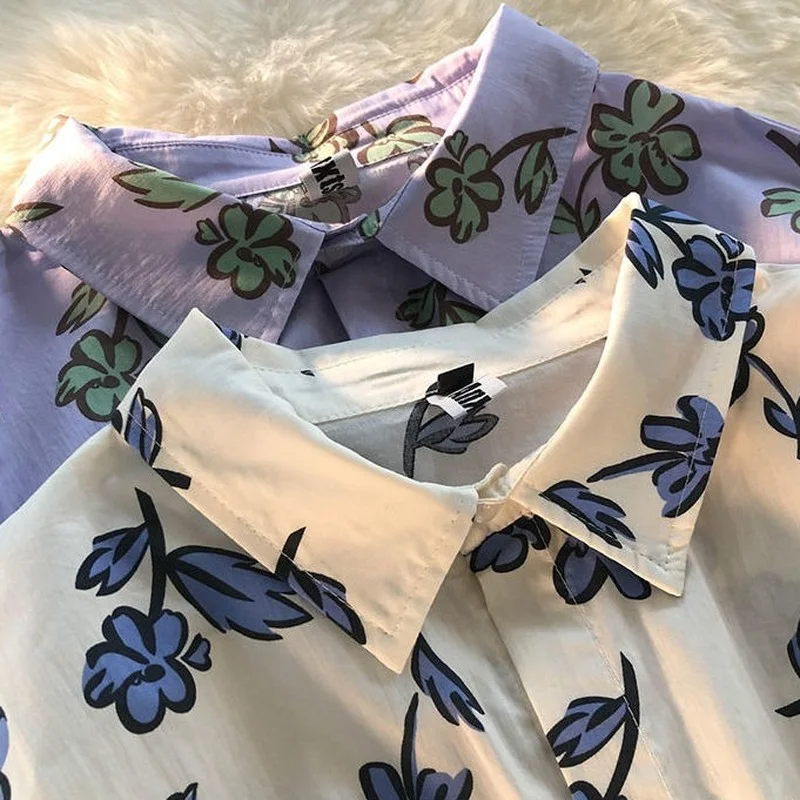 Рубашка женская с цветочным принтом свободная повседневная Элегантная блузка