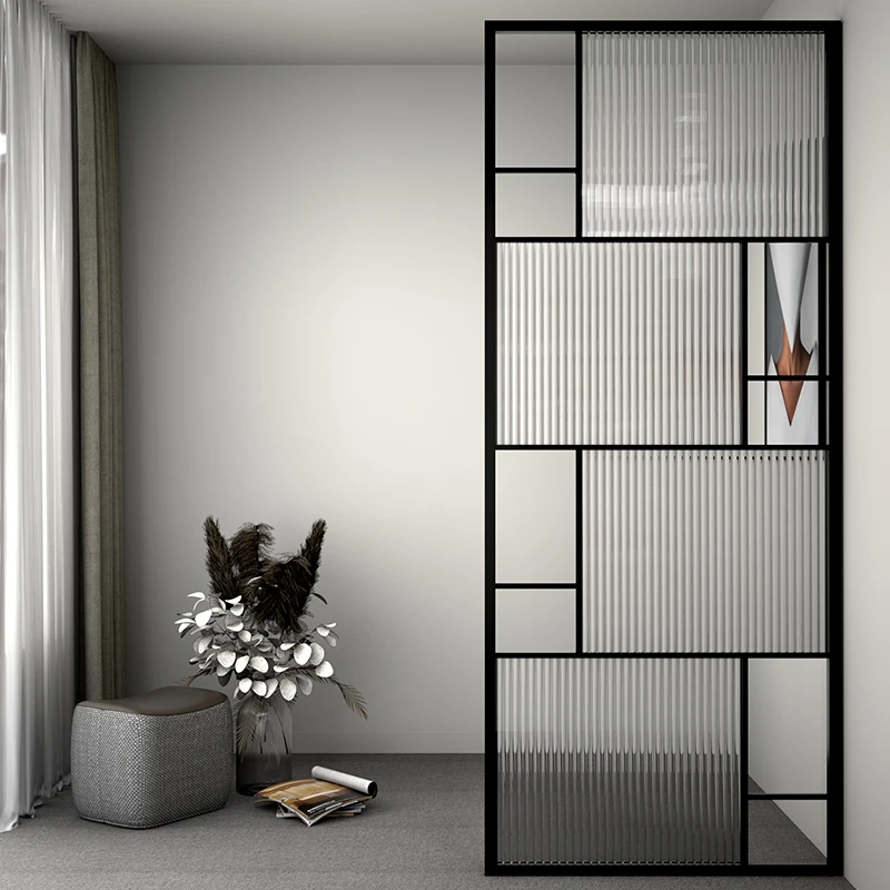 

Современная светильник Роскошная перегородка из нержавеющей стали для гостиной, экран из закаленного стекла, металлическая перегородка для столовой