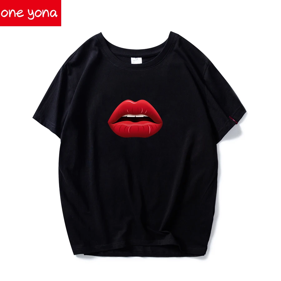 

Sexy Bra Pattern Printed Female T-shirt Casual Loose Short-sleeved Black and White High-neck O-neck Short-sleeved T-shirt
