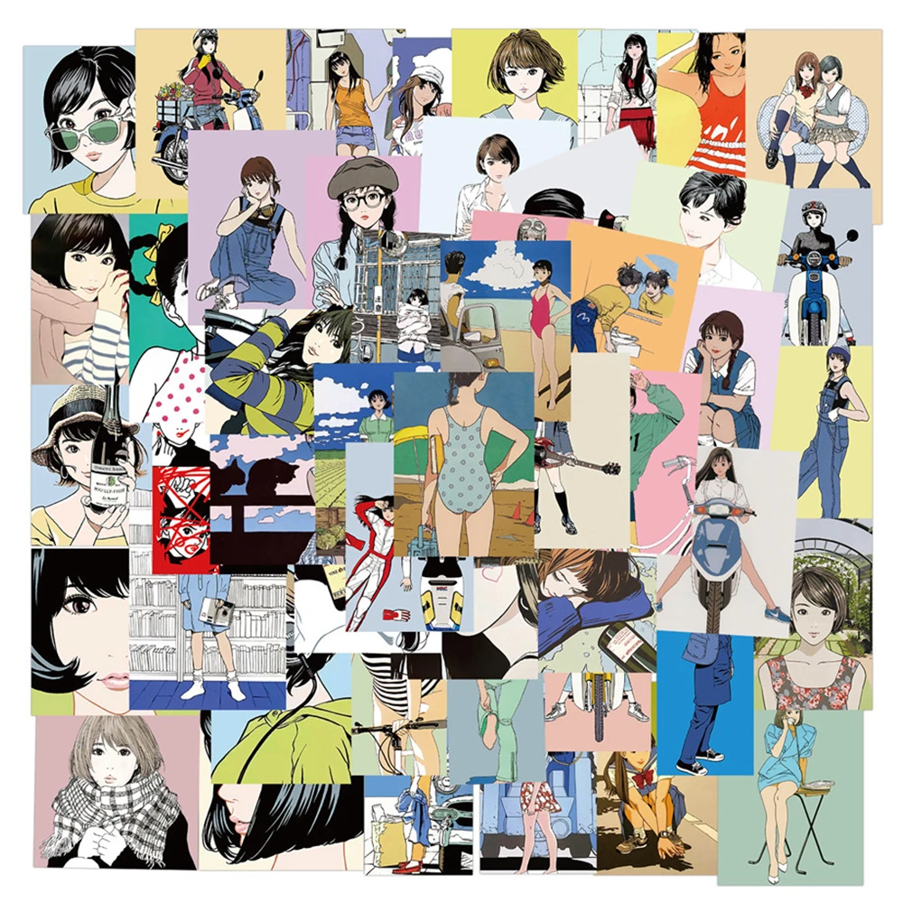 

50pcs Kawaii Vintage Girl Stickers For Notebooks Laptop Adesivos Craft Supplies Scrapbooking Material Korean Sticker Aesthetic