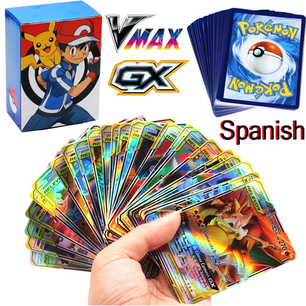 

Карты Pokemon в испанском стиле, 50-200 шт., GX VMAX V Trainer, энергетические Сияющие карты, игра Castellano, карты Pokemon Espaol, игрушка