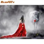 RUOPOTY красное платье девушка с волком Набор для рисования по номерам для взрослых ручная роспись Diy обрамление на холсте домашний декор картины маслом