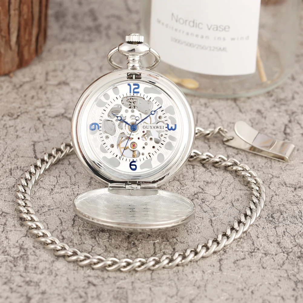 

Vintage Hollow Out Case Hand-winding Mechanical Pocket Watches Arabic Numerals Dial Pendant Chain Fob Antique Clock Unisex Gifts