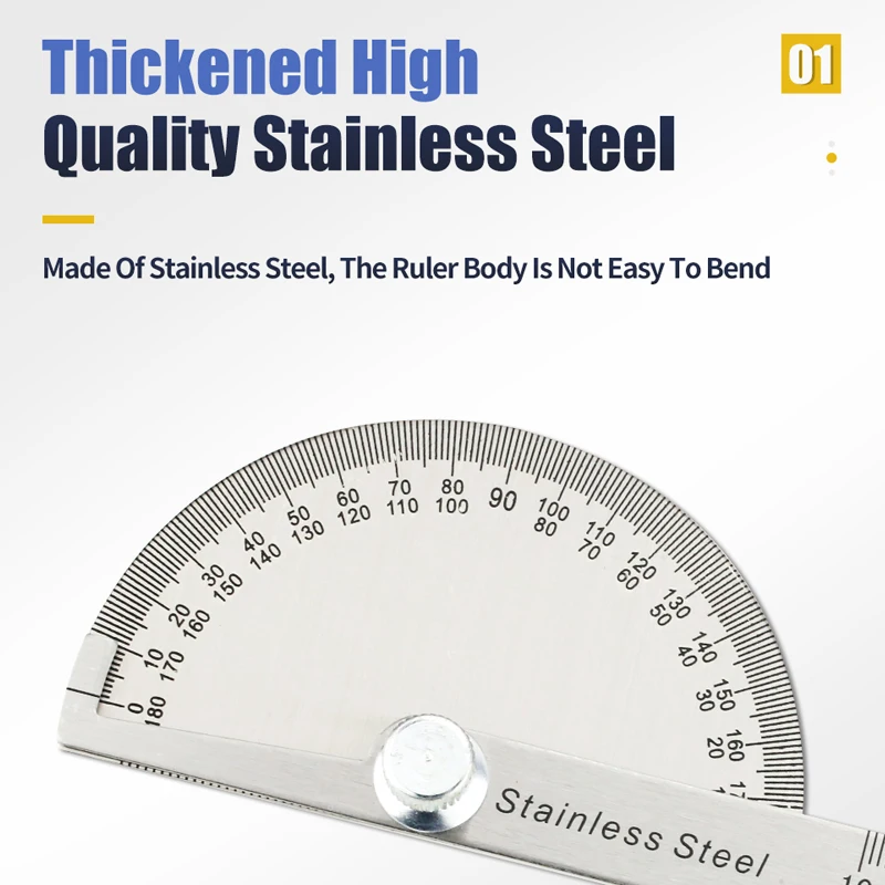 

Degree Adjustable Protractor 180 Degree Adjustable multifunction stainless steel roundhead ruler mathematics measuring tool