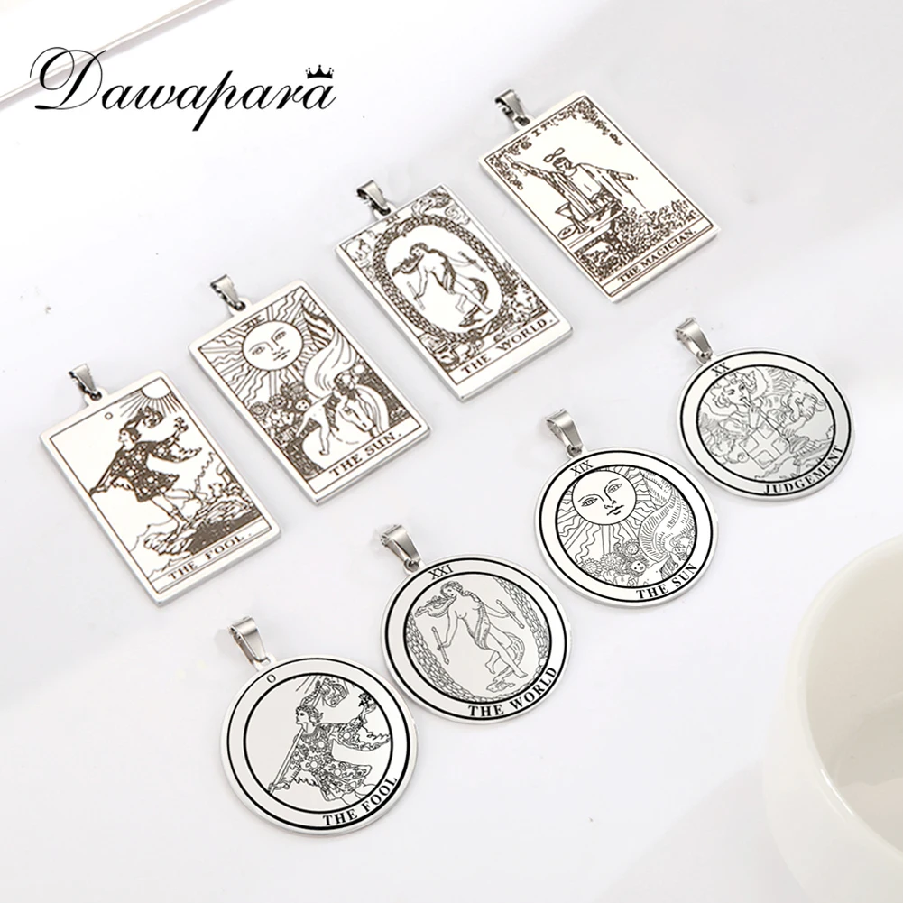 Dawapara подвески из нержавеющей стали для ожерелья брелок карты Таро Подвески для изготовления ювелирных изделий винтажный амулет аксессуары
