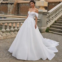sevintage sweetheart off shoulder wedding dress lace 3d flowers bride gowns a line country boho 2021 vintage bridal dresses