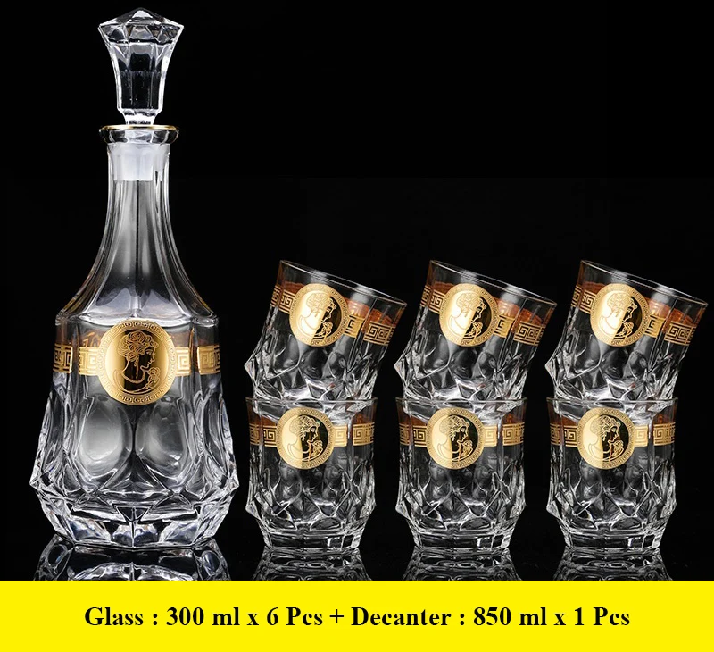 

7 Pcs/Set top quality home crystal whiskey decanter Set luxury whiskey glass for Liquor Scotch Bourbon 200903-04