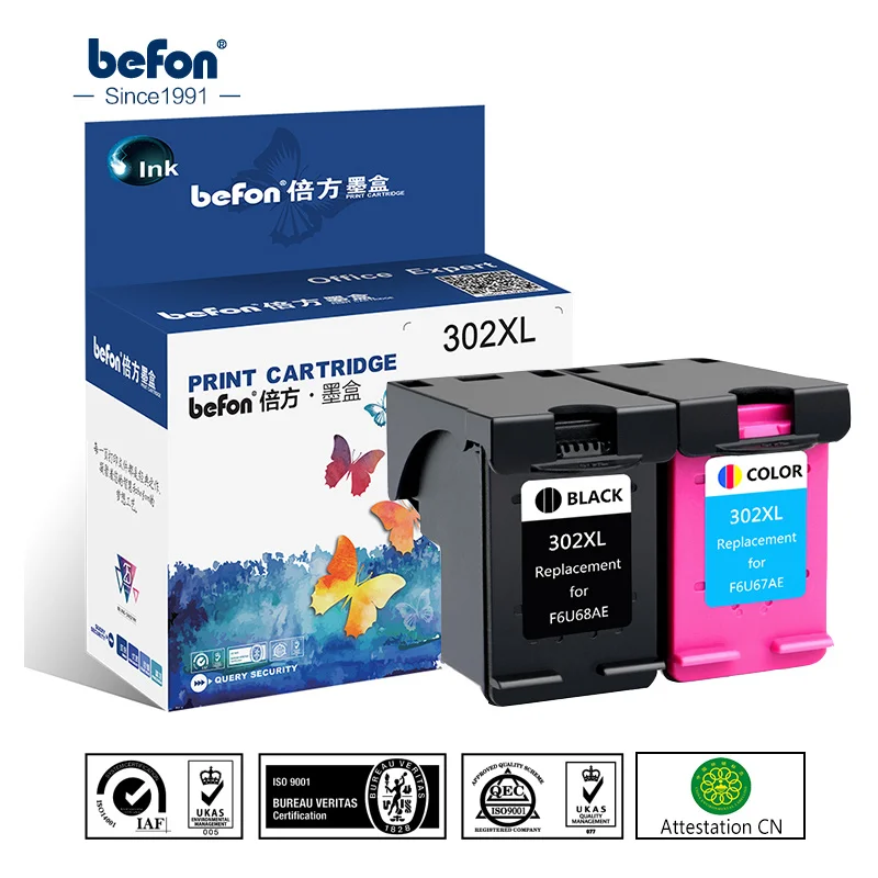 

befon Re-Manufactured 302XL Cartridge Replacement for HP 302 HP302 XL Ink Cartridge for Deskjet 1110 1111 1112 2130 2131 2132